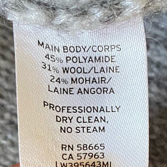 LEWIT Gray Jacquard Print Mohair Wool Blend Pullover Sweater Size Large Balloon - Picture 9 of 9